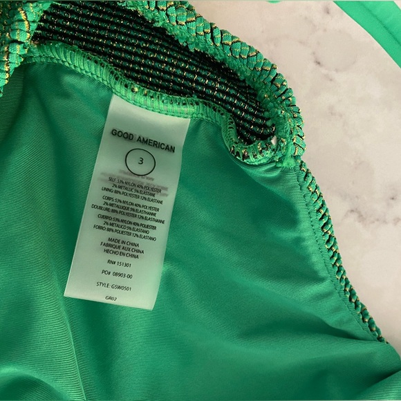 Like New Good American Always Fits Twist Bikini Top and Bottoms Green - Picture 4 of 8